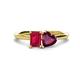 1 - Esther Emerald Shape Lab Created Ruby & Heart Shape Rhodolite Garnet 2 Stone Duo Ring 