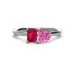 1 - Esther Emerald Shape Lab Created Ruby & Heart Shape Pink Sapphire 2 Stone Duo Ring 