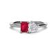 1 - Esther Emerald Shape Lab Created Ruby & Heart Shape White Sapphire 2 Stone Duo Ring 