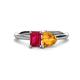 1 - Esther Emerald Shape Lab Created Ruby & Heart Shape Citrine 2 Stone Duo Ring 