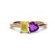 1 - Esther Emerald Shape Lab Created Yellow Sapphire & Heart Shape Amethyst 2 Stone Duo Ring 