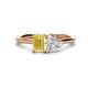 1 - Esther Emerald Shape Lab Created Yellow Sapphire & Heart Shape Forever One Moissanite 2 Stone Duo Ring 