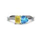 1 - Esther Emerald Shape Lab Created Yellow Sapphire & Heart Shape Blue Topaz 2 Stone Duo Ring 