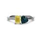 1 - Esther Emerald Shape Lab Created Yellow Sapphire & Heart Shape London Blue Topaz 2 Stone Duo Ring 