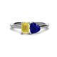 1 - Esther Emerald Shape Lab Created Yellow Sapphire & Heart Shape Lab Created Blue Sapphire 2 Stone Duo Ring 