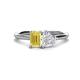 1 - Esther Emerald Shape Lab Created Yellow Sapphire & Heart Shape White Sapphire 2 Stone Duo Ring 