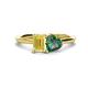 1 - Esther Emerald Shape Lab Created Yellow Sapphire & Heart Shape Lab Created Alexandrite 2 Stone Duo Ring 