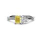 1 - Esther GIA Certified Heart Shape Diamond & Emerald Shape Lab Created Yellow Sapphire 2 Stone Duo Ring 