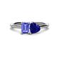 1 - Esther Emerald Shape Tanzanite & Heart Shape Lab Created Blue Sapphire 2 Stone Duo Ring 