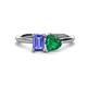 1 - Esther Emerald Shape Tanzanite & Heart Shape Lab Created Emerald 2 Stone Duo Ring 
