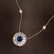 2 - Lillac Iris 0.50 ctw Round Blue Sapphire and Baguette Diamond Milgrain Halo Pendant Necklace with Diamond Stations 