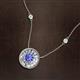 2 - Lillac Iris 0.50 ctw Round Tanzanite and Baguette Diamond Milgrain Halo Pendant Necklace with Diamond Stations 