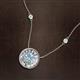 2 - Lillac Iris 0.50 ctw Round Aquamarine and Baguette Diamond Milgrain Halo Pendant Necklace with Diamond Stations 