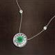 2 - Lillac Iris 0.50 ctw Round Emerald and Baguette Diamond Milgrain Halo Pendant Necklace with Diamond Stations 