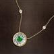2 - Lillac Iris 0.50 ctw Round Green Garnet and Baguette Diamond Milgrain Halo Pendant Necklace with Diamond Stations 