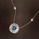 2 - Lillac Iris 0.50 ctw Round Blue Diamond and Baguette White Diamond Milgrain Halo Pendant Necklace with Diamond Stations 