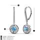 3 - Lillac Iris Round Blue Topaz and Baguette Diamond Halo Dangling Earrings 