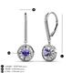 3 - Lillac Iris Round Iolite and Baguette Diamond Halo Dangling Earrings 
