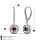 3 - Lillac Iris Round Red Garnet and Baguette Diamond Halo Dangling Earrings 