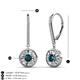 3 - Lillac Iris Round London Blue Topaz and Baguette Diamond Halo Dangling Earrings 