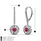 3 - Lillac Iris Round Ruby and Baguette Diamond Halo Dangling Earrings 