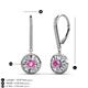 3 - Lillac Iris Round Pink Sapphire and Baguette Diamond Halo Dangling Earrings 