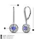 3 - Lillac Iris Round Tanzanite and Baguette Diamond Halo Dangling Earrings 