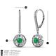 3 - Lillac Iris Round Emerald and Baguette Diamond Halo Dangling Earrings 