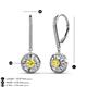 3 - Lillac Iris Round Yellow Sapphire and Baguette Diamond Halo Dangling Earrings 