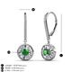 3 - Lillac Iris Round Green Garnet and Baguette Diamond Halo Dangling Earrings 