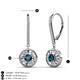 3 - Lillac Iris Round Blue Diamond and Baguette White Diamond Halo Dangling Earrings 