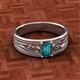2 - Aileen Bold 7x5 mm Emerald Shape London Blue Topaz Solitaire Wide Band Promise Ring 