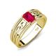3 - Aileen Bold 7x5 mm Emerald Shape Ruby Solitaire Wide Band Promise Ring 