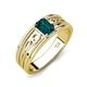 3 - Aileen Bold 7x5 mm Emerald Shape London Blue Topaz Solitaire Wide Band Promise Ring 
