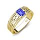 3 - Aileen Bold 7x5 mm Emerald Shape Tanzanite Solitaire Wide Band Promise Ring 