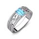 3 - Aileen Bold 7x5 mm Emerald Shape Blue Topaz Solitaire Wide Band Promise Ring 