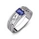 3 - Aileen Bold 7x5 mm Emerald Shape Iolite Solitaire Wide Band Promise Ring 