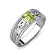 3 - Aileen Bold 7x5 mm Emerald Shape Peridot Solitaire Wide Band Promise Ring 