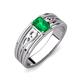 3 - Aileen Bold 7x5 mm Emerald Shape Emerald Solitaire Wide Band Promise Ring 