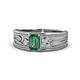 1 - Aileen Bold 7x5 mm Emerald Shape Created Alexandrite Solitaire Wide Band Promise Ring 