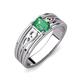 3 - Aileen Bold 7x5 mm Emerald Shape Created Alexandrite Solitaire Wide Band Promise Ring 