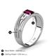 4 - Aileen Bold 7x5 mm Emerald Shape Rhodolite Garnet Solitaire Wide Band Promise Ring 