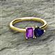 2 - Esther Emerald Shape Amethyst & Heart Shape Lab Created Blue Sapphire 2 Stone Duo Ring 