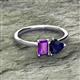 2 - Esther Emerald Shape Amethyst & Heart Shape Lab Created Blue Sapphire 2 Stone Duo Ring 