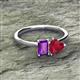2 - Esther Emerald Shape Amethyst & Heart Shape Lab Created Ruby 2 Stone Duo Ring 
