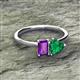 2 - Esther Emerald Shape Amethyst & Heart Shape Lab Created Emerald 2 Stone Duo Ring 