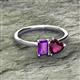 2 - Esther Emerald Shape Amethyst & Heart Shape Rhodolite Garnet 2 Stone Duo Ring 