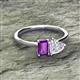 2 - Esther Emerald Shape Amethyst & Heart Shape White Sapphire 2 Stone Duo Ring 