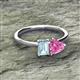 2 - Esther Emerald Shape Aquamarine & Heart Shape Pink Sapphire 2 Stone Duo Ring 