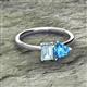 2 - Esther Emerald Shape Aquamarine & Heart Shape Blue Topaz 2 Stone Duo Ring 